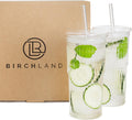 All Glass Iced Coffee Cup Set of 2 - Ribbed Tumbler 22 oz