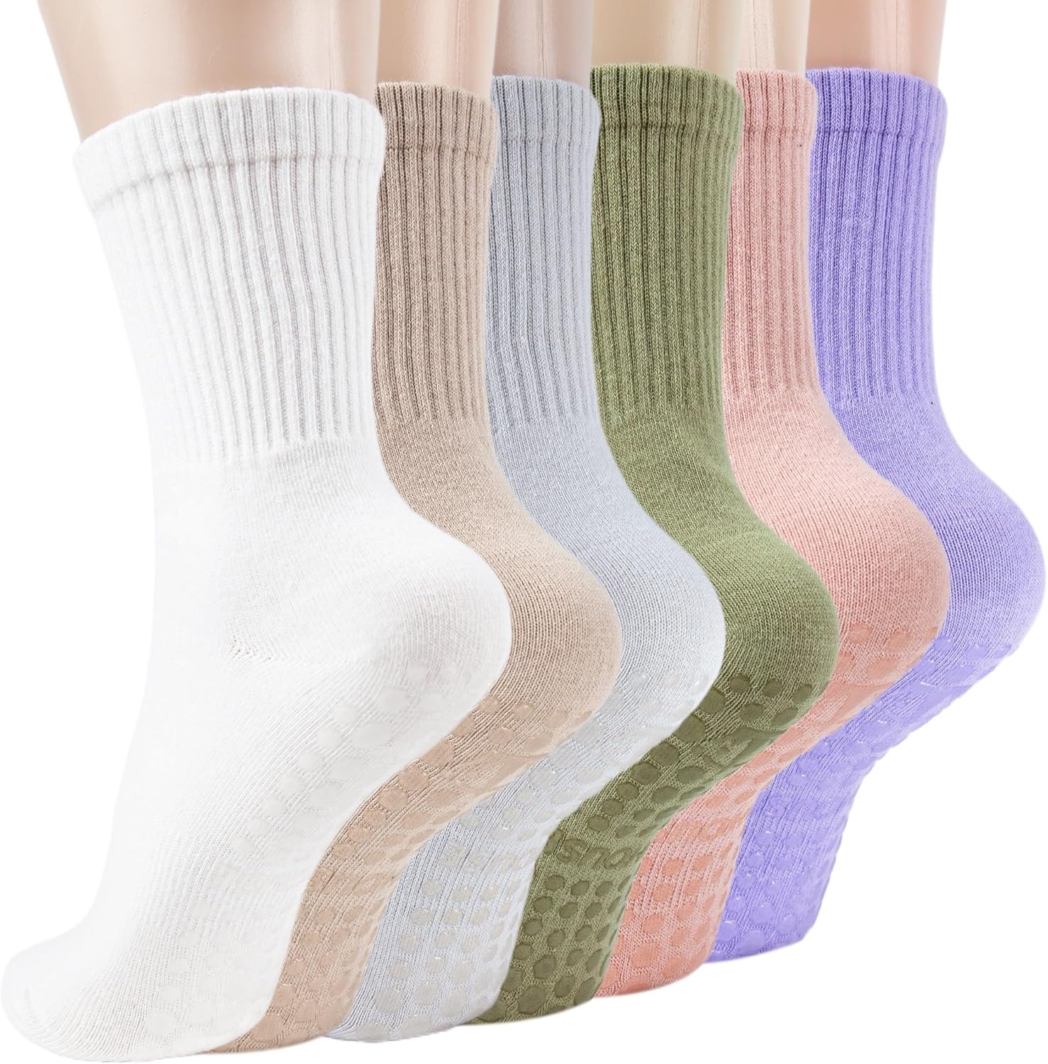 Pilates Yoga Socks - Grippy Crew Length Barre Socks