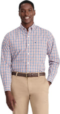 Performance Comfort Long Sleeve Plaid Button Down for Men - Stretch