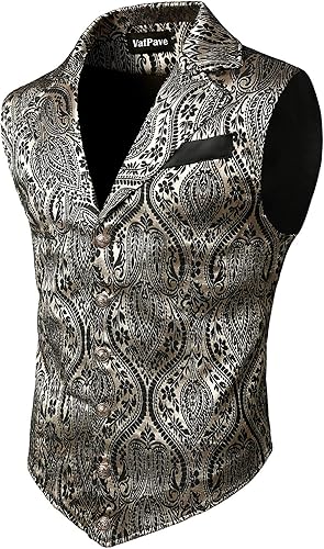 VATPAVE Mens Victorian Suit Vest for Steampunk Gothic Style