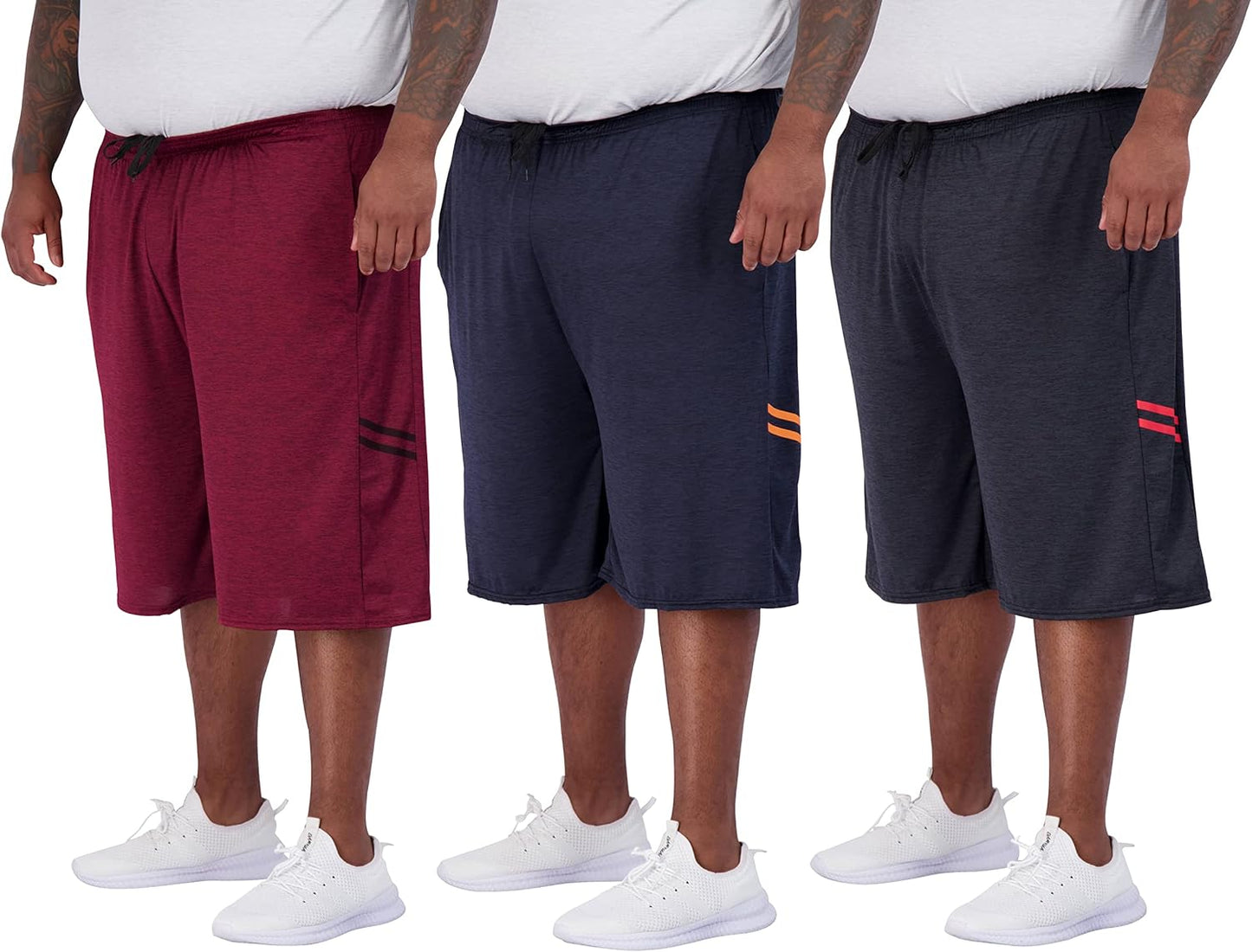 Real Essentials Men's Big & Tall 3-Pack Dry Fit Athletic Shorts