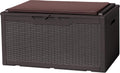 100 Gallon Deck Box with Cushion - Deep Brown Waterproof Storage Bench