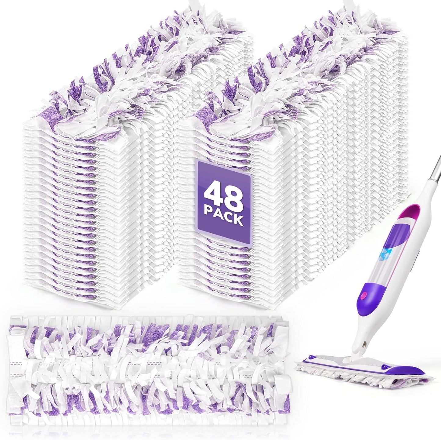 AIR U+ 48 Pack Disposable Power Mop Pads for Swiffer Cleaning