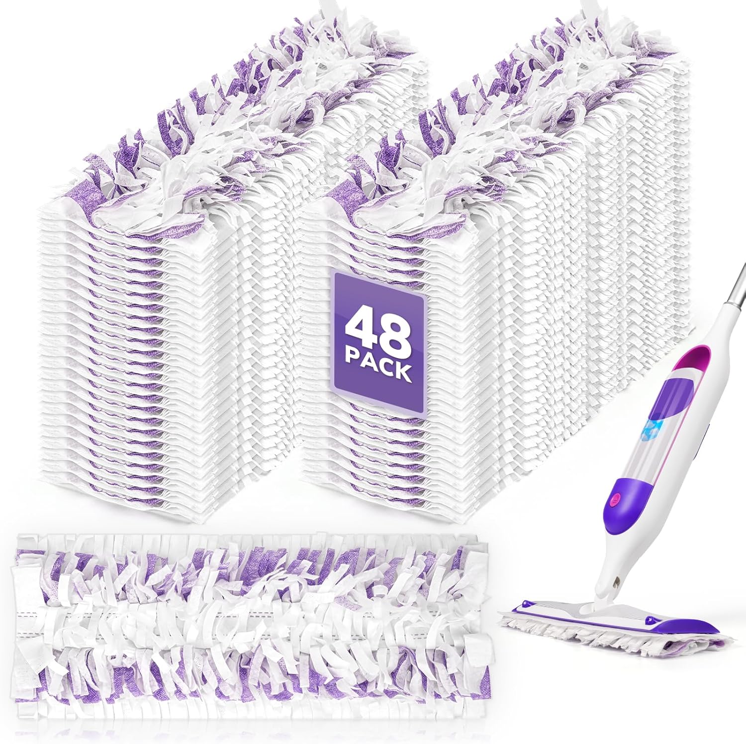AIR U+ 48 Pack Disposable Power Mop Pads for Swiffer Cleaning