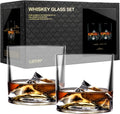 Mount Everest Heavy Crystal Whiskey Glasses Set of 2 - Freezable 10 oz