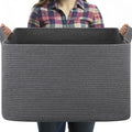 95L Large Blanket Basket for Living Room - Spacious Woven Storage