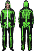 Halloween Skeleton Costume for Men Glow in Dark Jumpsuit - Masked