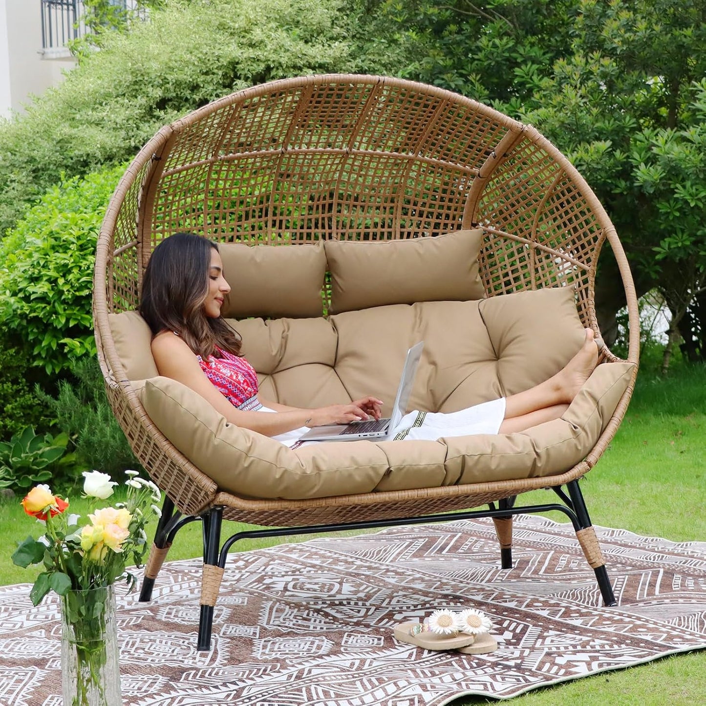 NICESOUL Double Egg Chair for Indoor Outdoor Relaxation