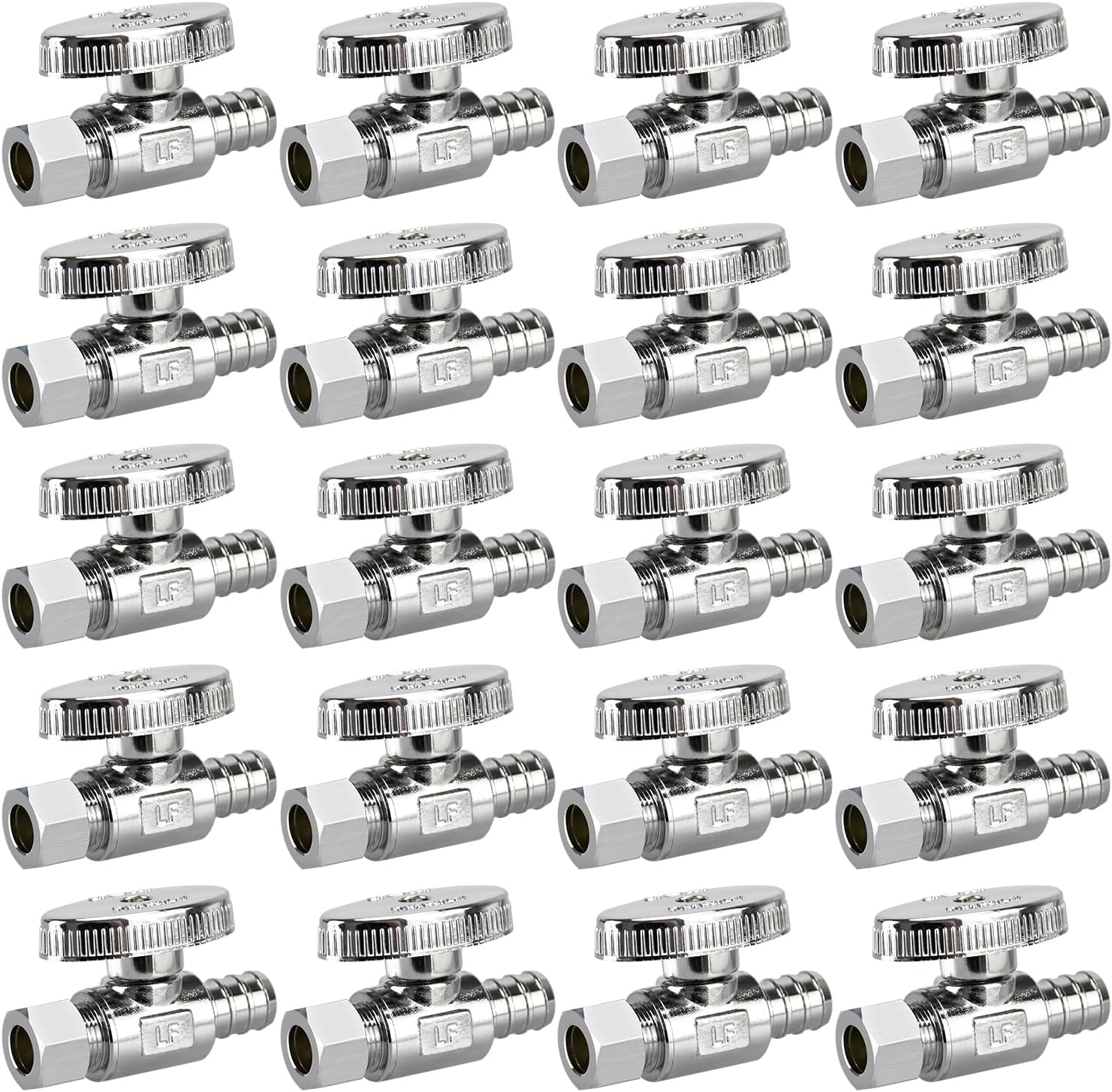 20 Pack Stop Valves for Faucet and Toilet - Durable Brass Design