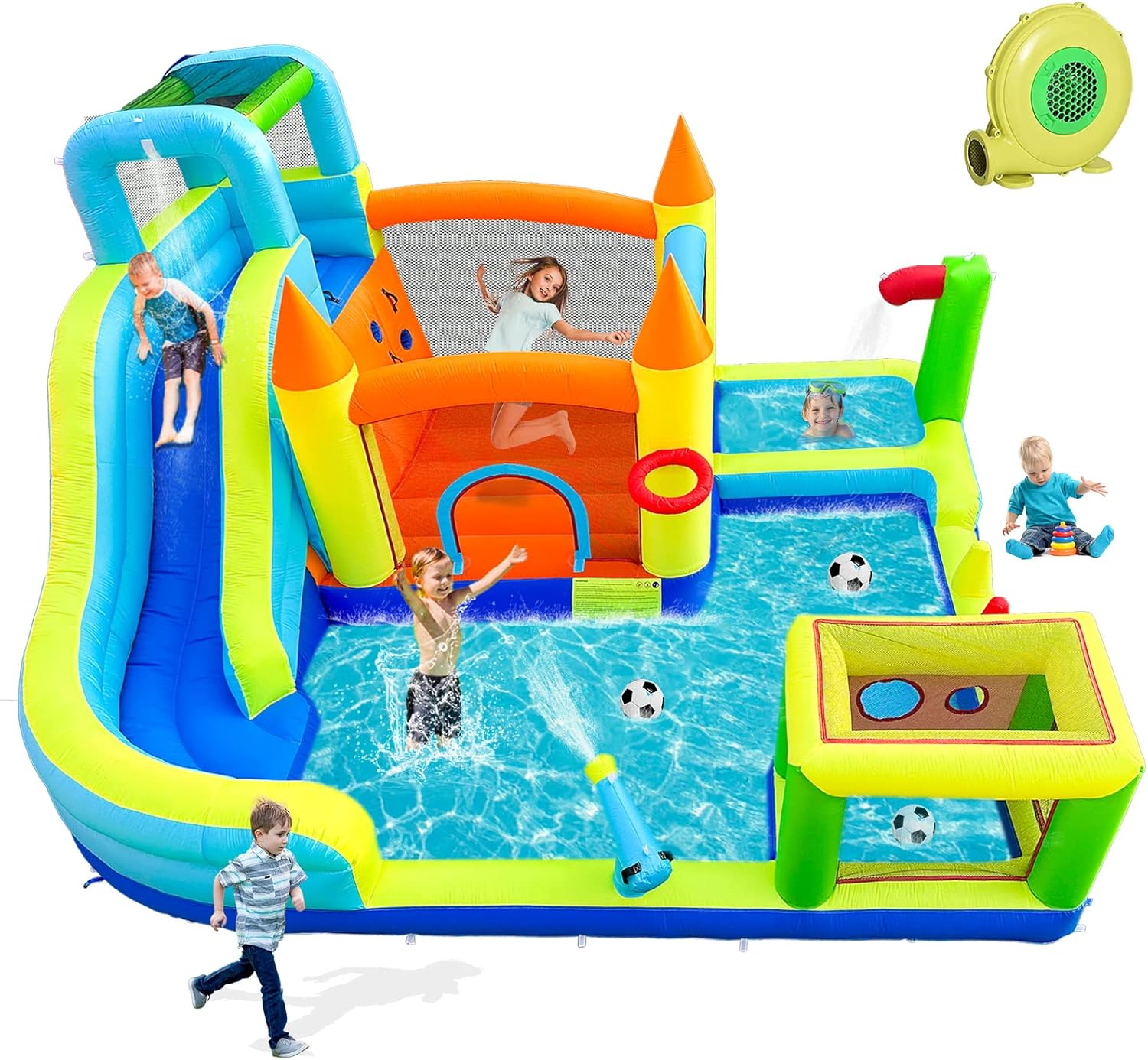 Inflatable Water Slide Park with Splash Pool for Kids Fun