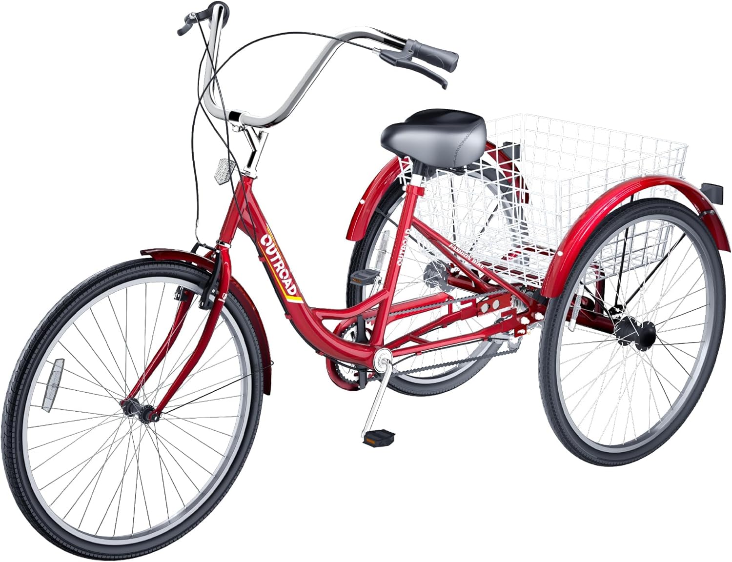 7-Speed Adult Tricycle with Large Basket for Shopping and Beach