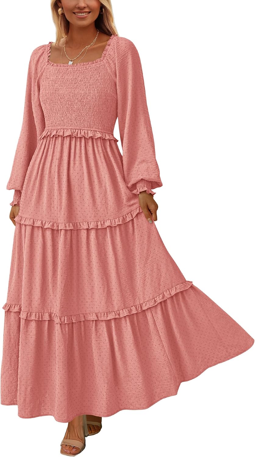 PRETTYGARDEN Fall Dresses for Women Long Sleeve Maxi Dress