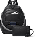 35L Vegan Leather Backpack Purse for Women and Men - Black Travel Pack