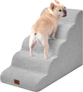 Curved Dog Stairs Ramp for High Beds - 5-Step Extra Wide Light Grey