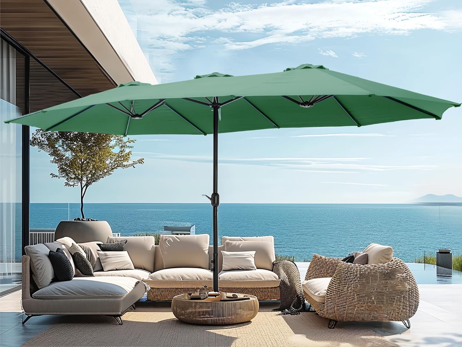 15ft Large Patio Umbrella with Base for Outdoor Shade