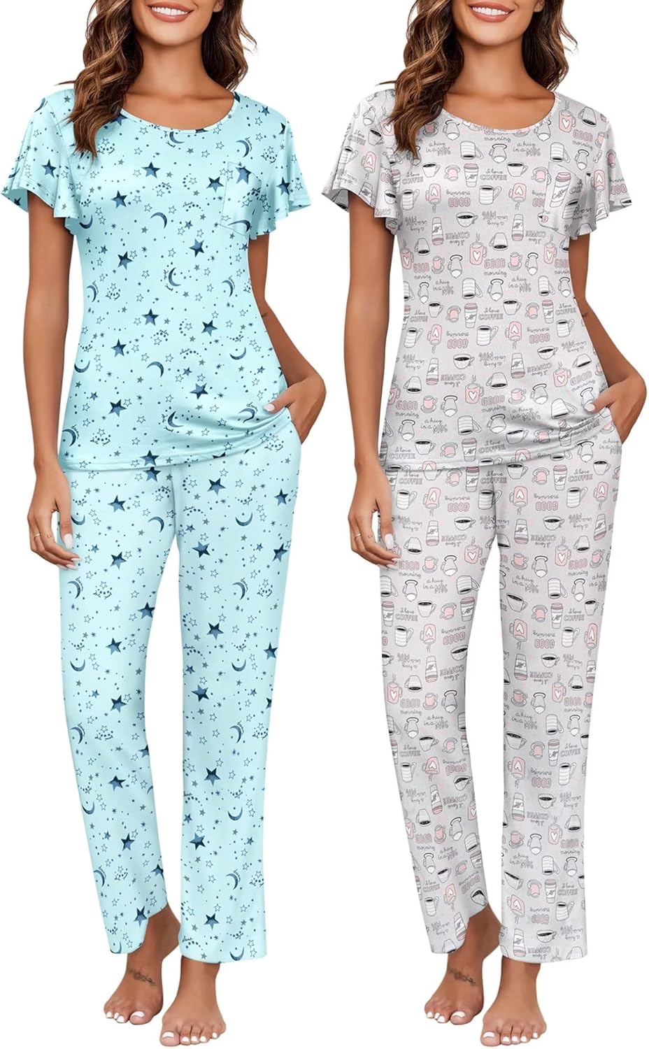 Ekouaer Womens Pajama Sets Soft Sleepwear with Pockets