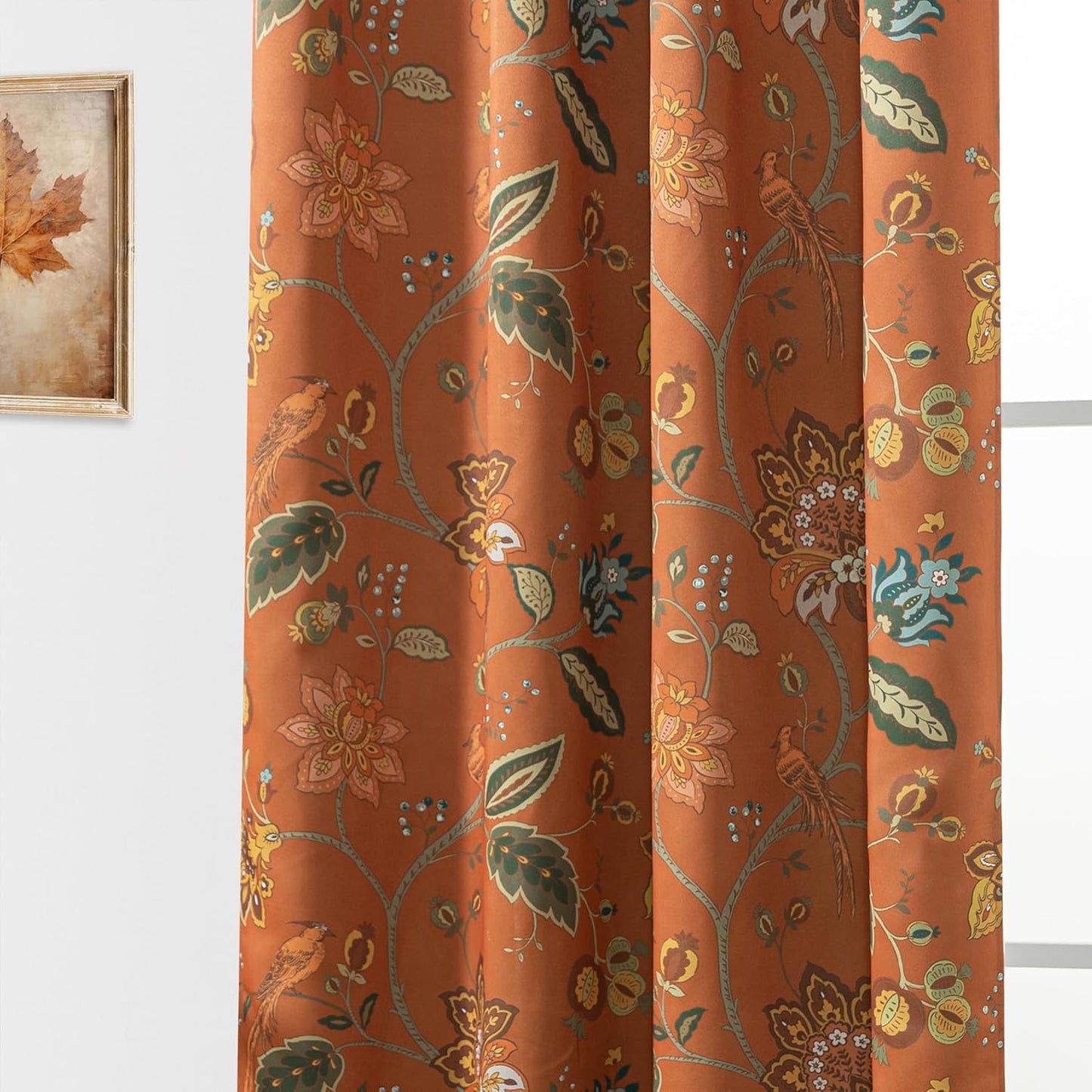 Burnt Orange Boho Fall Curtains Blackout for Living Room
