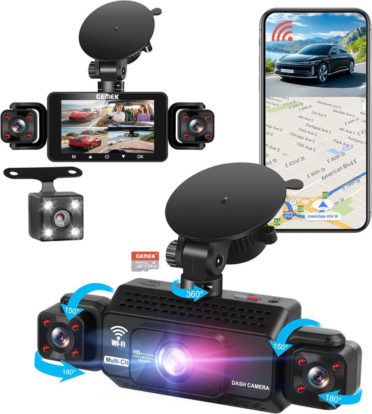 4 Channel Dash Cam with 360 View and Night Vision Features