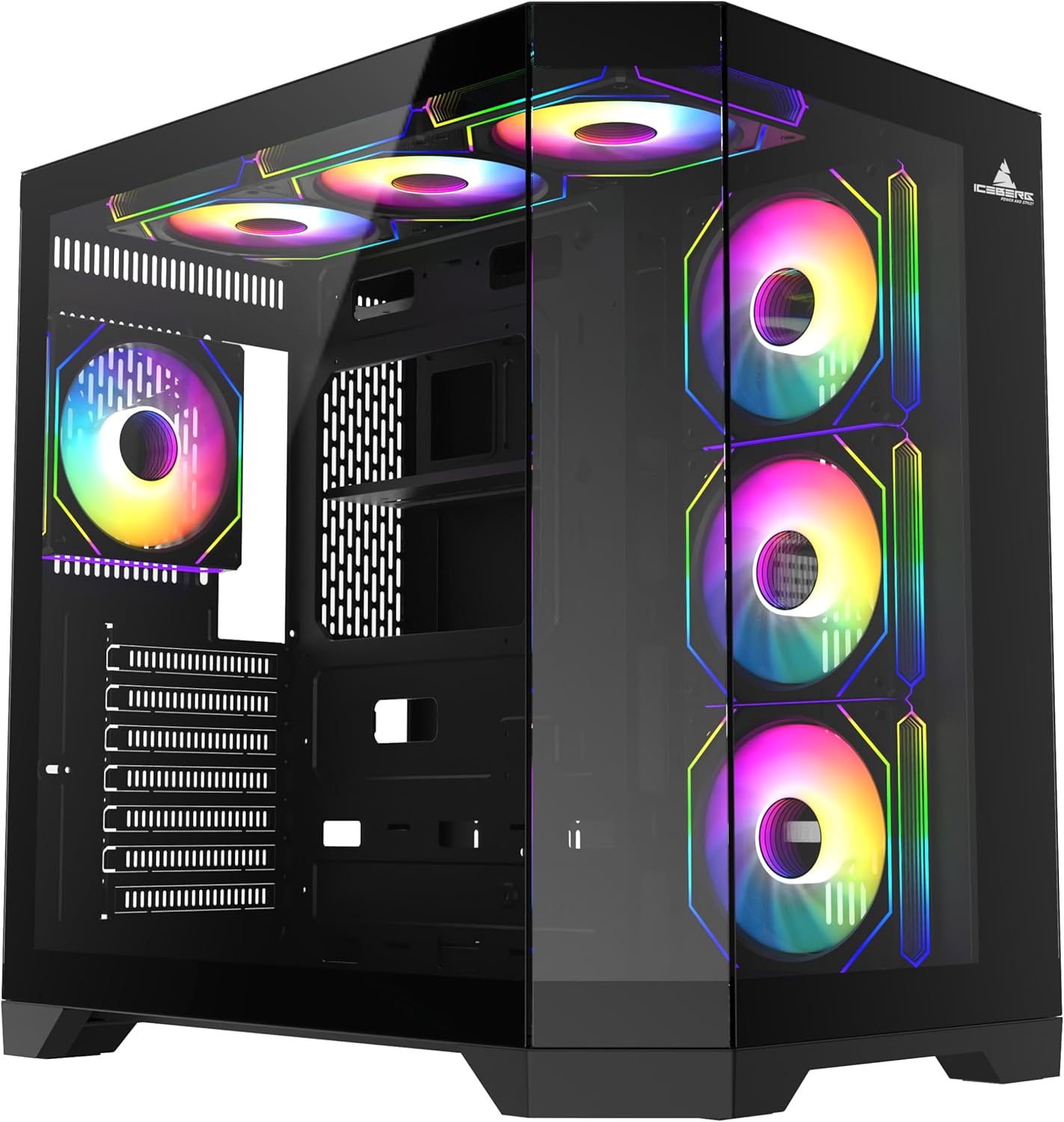 PC Gaming ATX Case with Full Panoramic View and RGB Fans