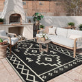 Uphome Outdoor Rugs 8x10 Waterproof Reversible Black Boho Mat