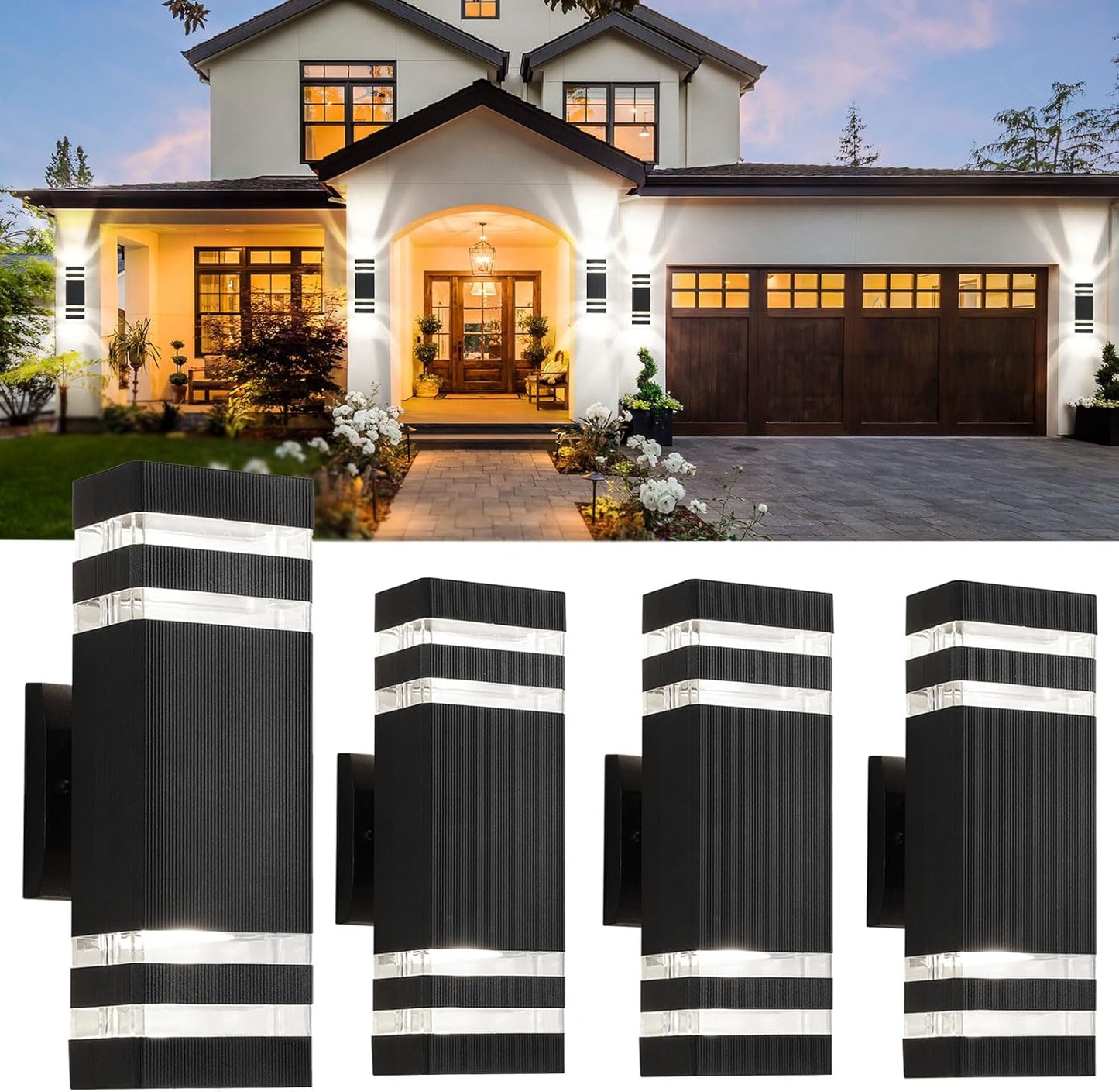 Tewei 4 Pack Outdoor Wall Lights for Modern Home Lighting