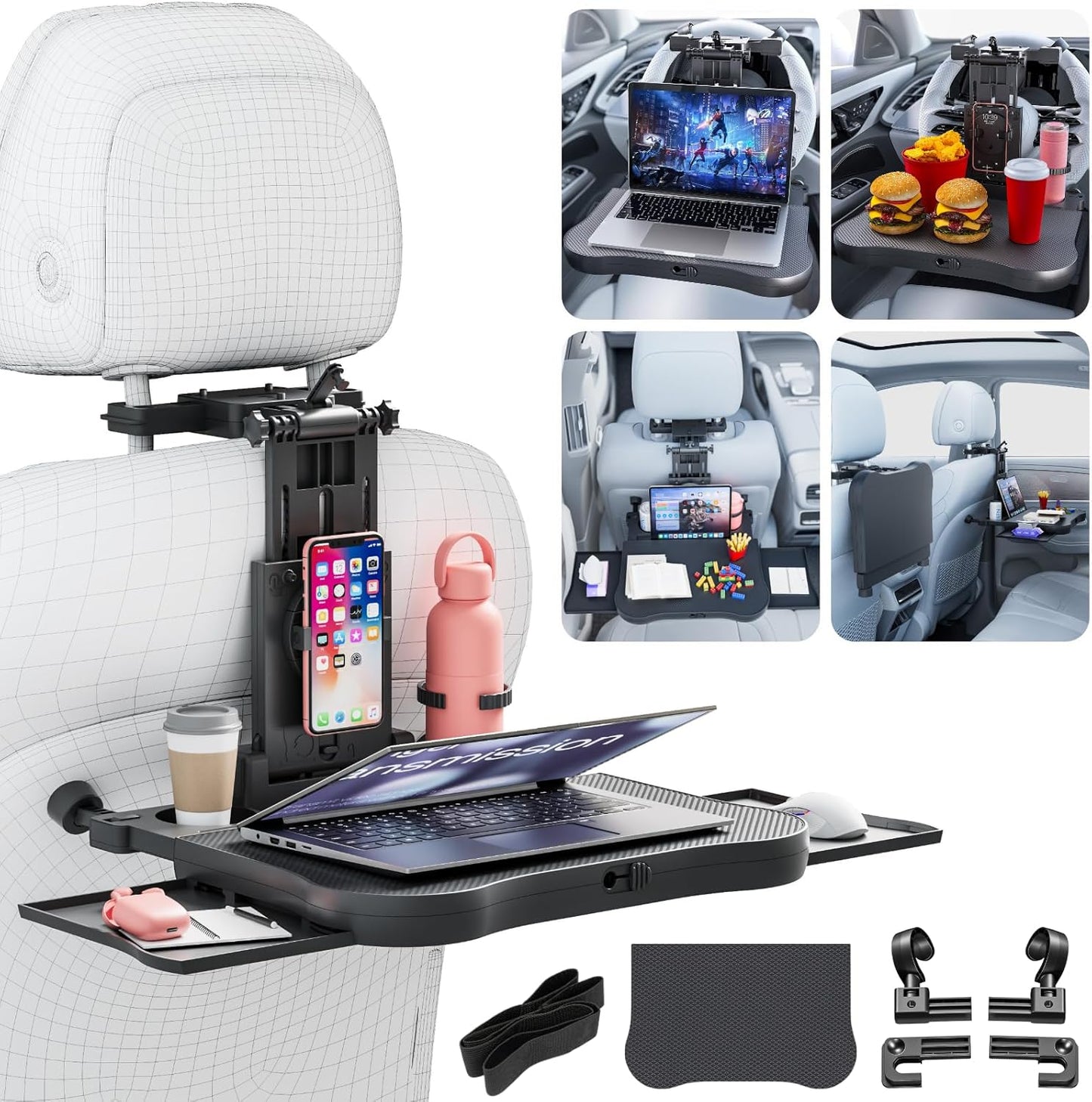 Large Car Desk for Laptop | Foldable Steering Wheel Tray Table