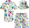 Men's 2 Piece Tracksuit Hawaiian Shirt Shorts Set with Bucket Hat Both