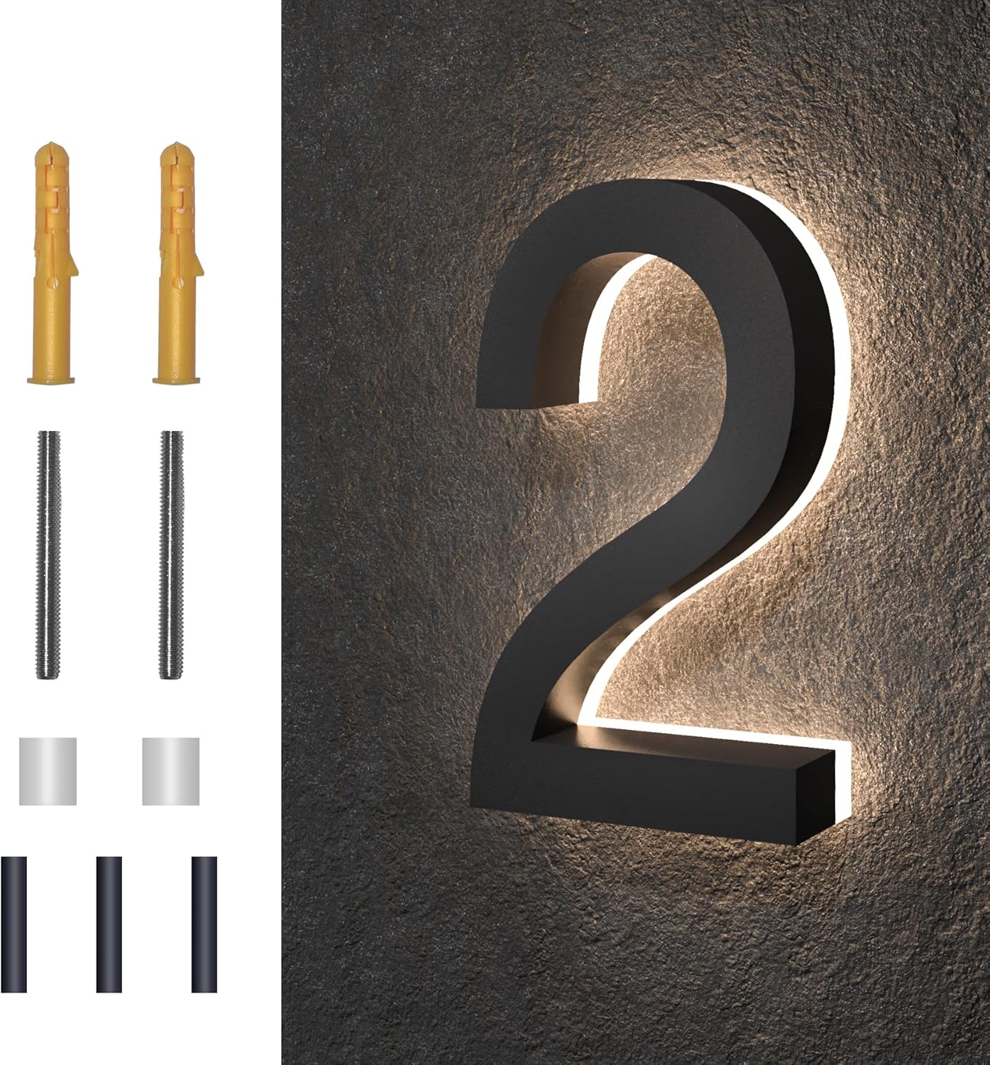 7 Inch Backlit LED House Numbers for Modern Home Address Display
