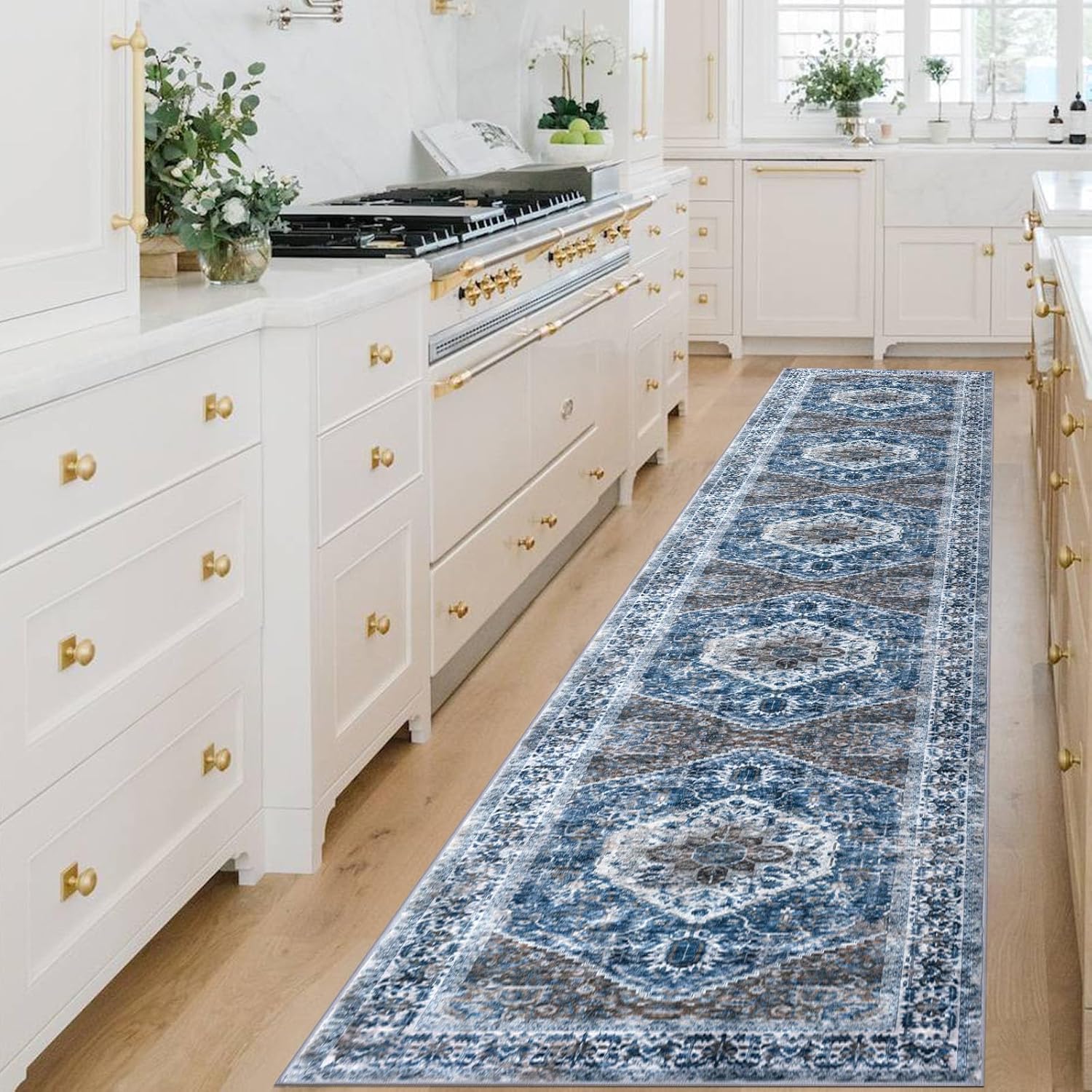 KOZYFLY Extra Long Washable Kitchen Runner Rug for Hallways