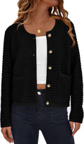 Women Knit Cardigan Sweater - Chunky Open Front Button Jacket Shoes