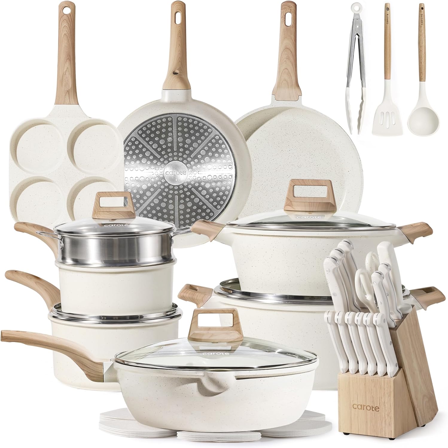 CAROTE ICE 35pcs Pots and Pans Set for Effortless Cooking