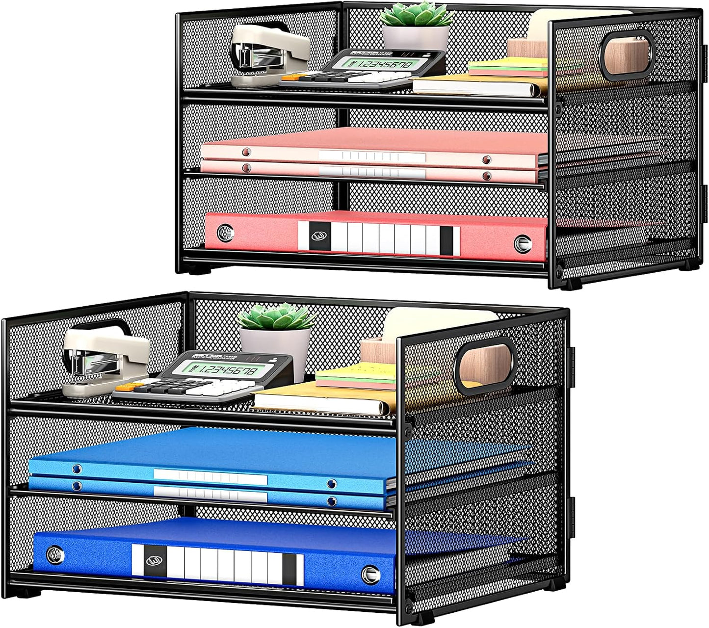 Subekyu 2-Pack 3-Tier Paper Letter Tray Organizer for Desk