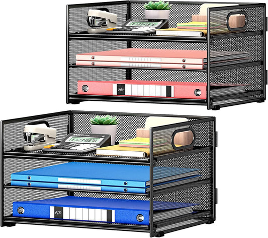 Subekyu 2-Pack 3-Tier Paper Letter Tray Organizer for Desk