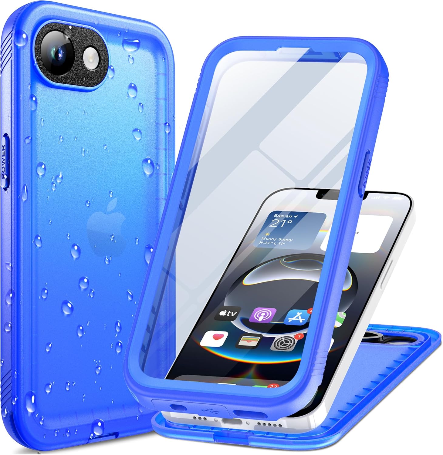 Cozycase TOP Protective Full Body Frosted Blue Case for iPhone 16e