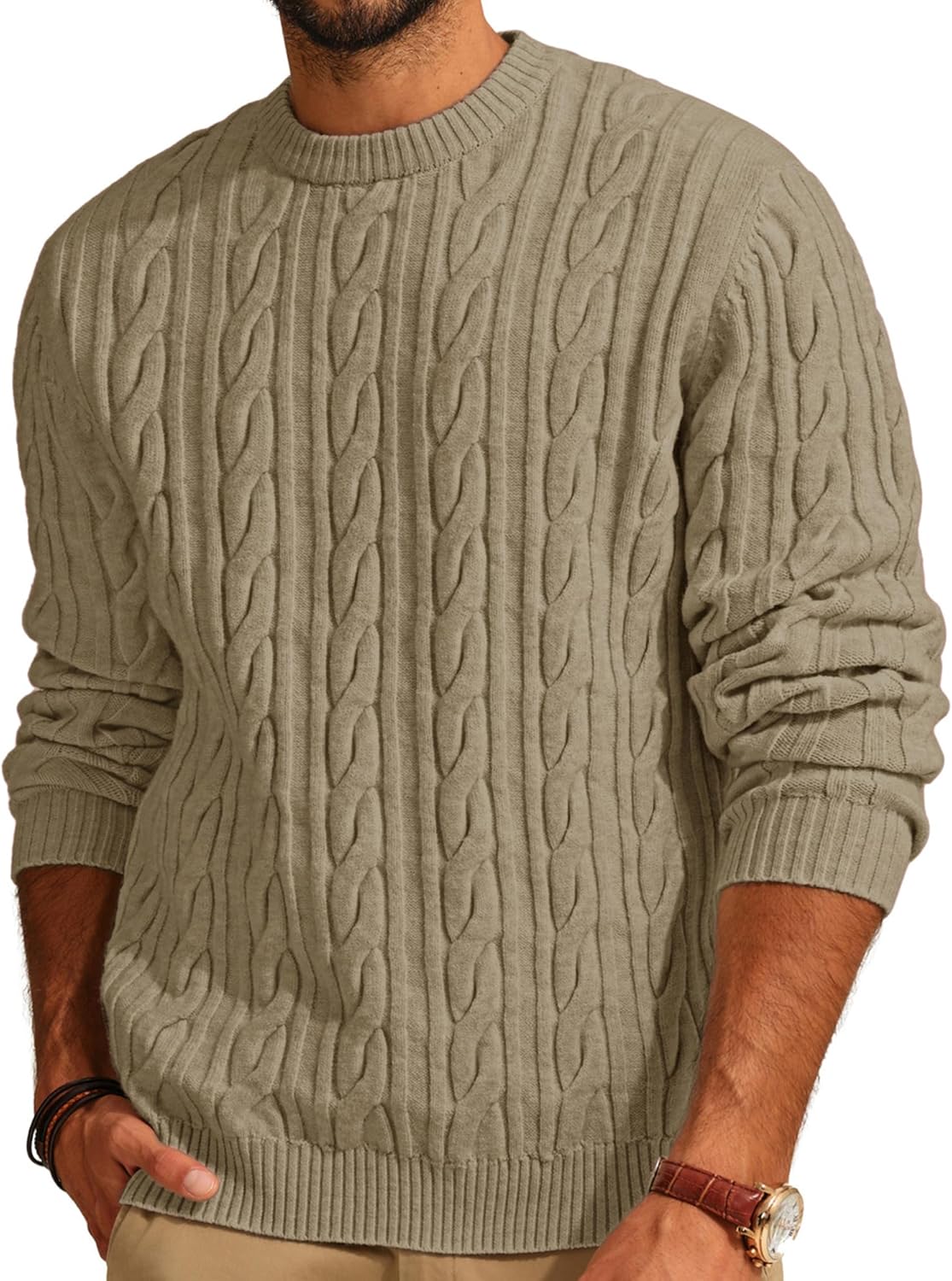 PJ PAUL JONES Mens Cable Knit Pullover Sweater for All Occasions