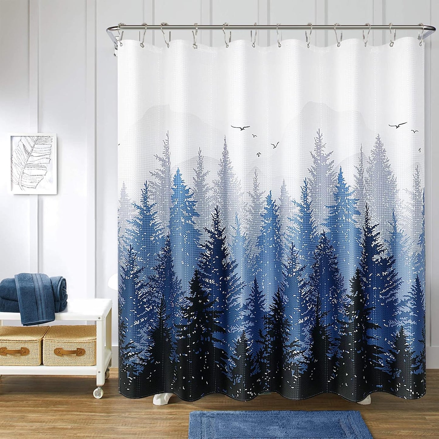 Waterproof Blue Forest Shower Curtain - 72x72