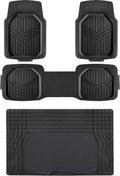 PVC Heavy Duty 4-Piece Trimmable Floor Mats with Cargo Liner