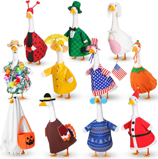 11 Set Holiday Porch Goose Outfits for All Seasons Decor