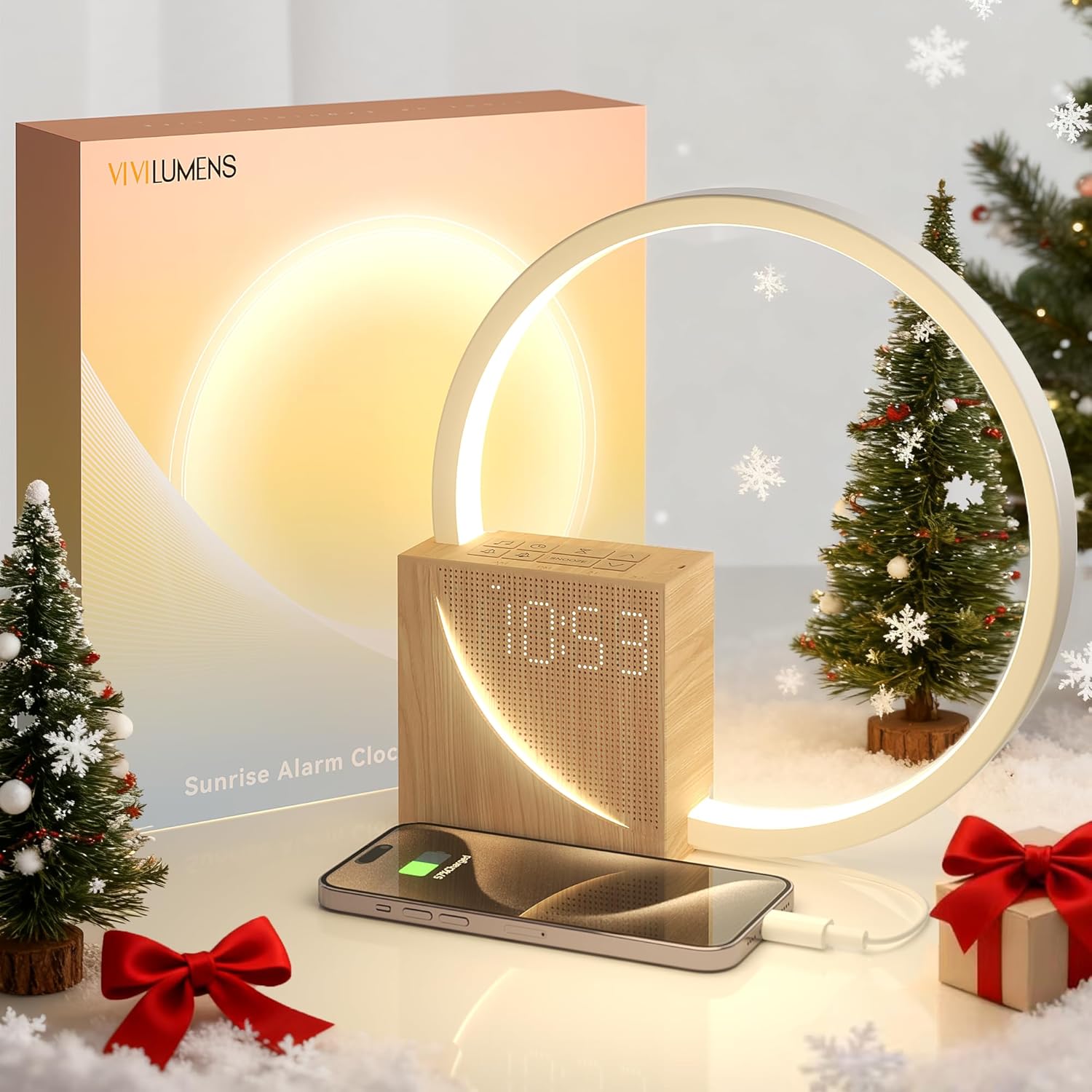 Vivilumens Sunrise Alarm Clock for Heavy Sleepers with USB Port