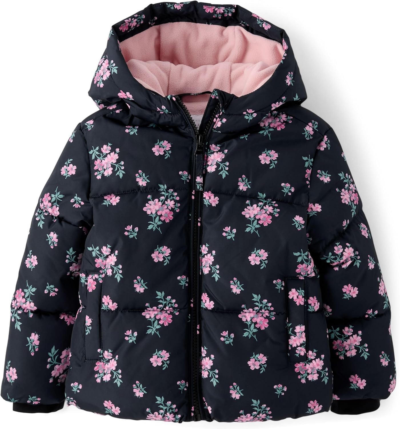 Medium Weight Wind-Resistant Puffer Jacket for Baby Girls