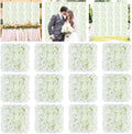 Flower Wall Backdrop 12pcs 15x15 in Panels - White Silk Floral Wall