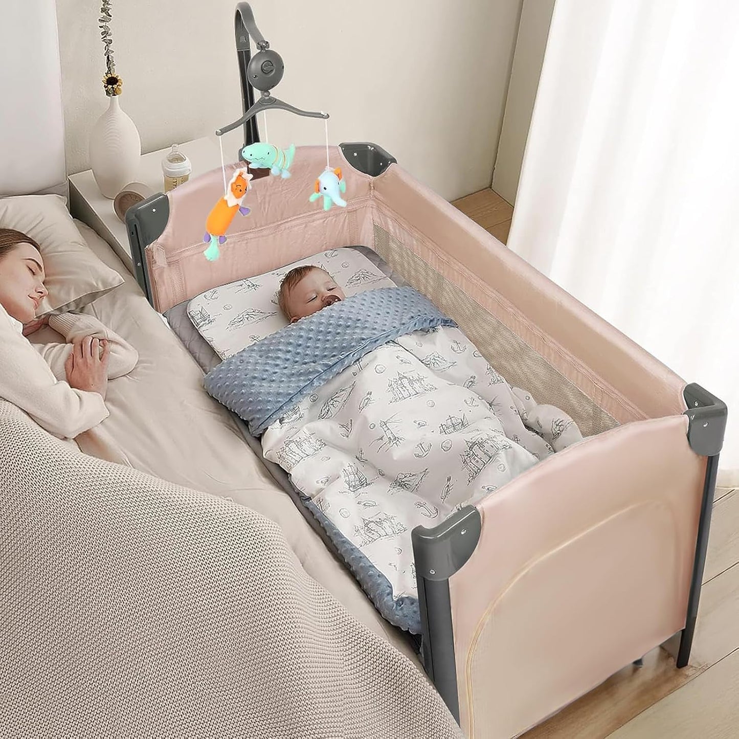 JOYMOR Convertible Baby Bassinet - Quick Fold Travel Bed