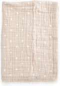 Newborn Receiving Quilt Taupe Cross - Ultra-Soft 4-Layer Muslin