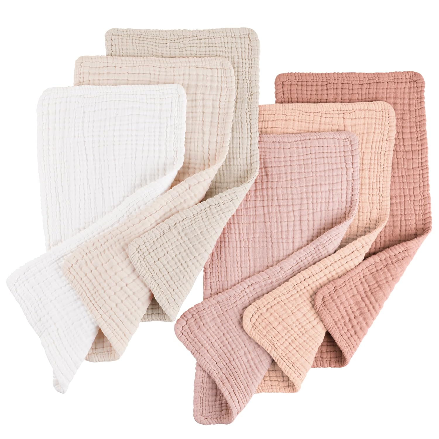 Soft 100% Cotton Baby Burp Cloths - 6 Pack for Boys & Girls