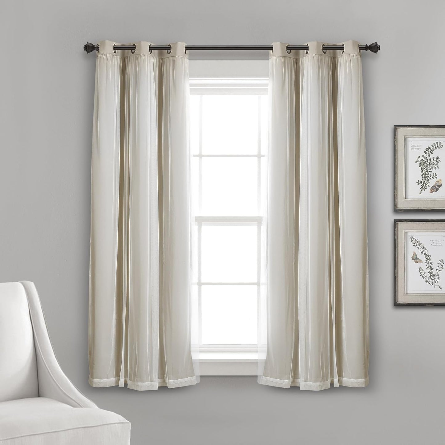 Elegant Blackout Curtains with Sheer Overlay for Bedroom Decor