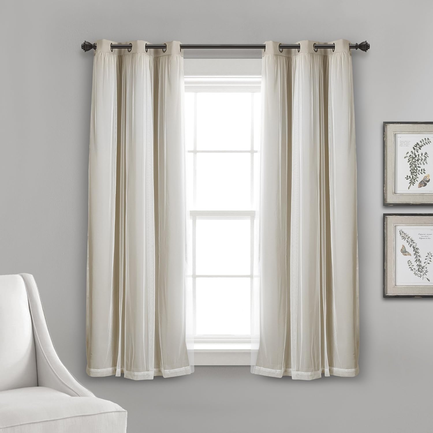 Elegant Blackout Curtains with Sheer Overlay for Bedroom Decor