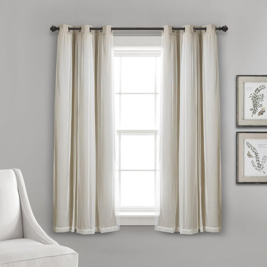 Elegant Blackout Curtains with Sheer Overlay for Bedroom Decor
