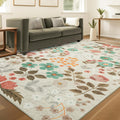 YIHOUSE Floral Beige 6x9 Washable Area Rug for Home Decor