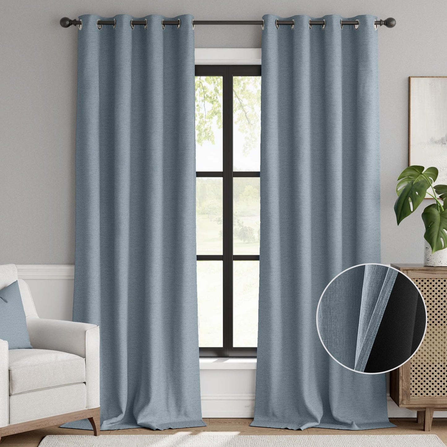 jinchan 96 Blackout Curtain - Denim Blue Beauty