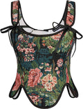 Scarlet Darkness Renaissance Floral Lace Up Bustier Top (Style 9W85)
